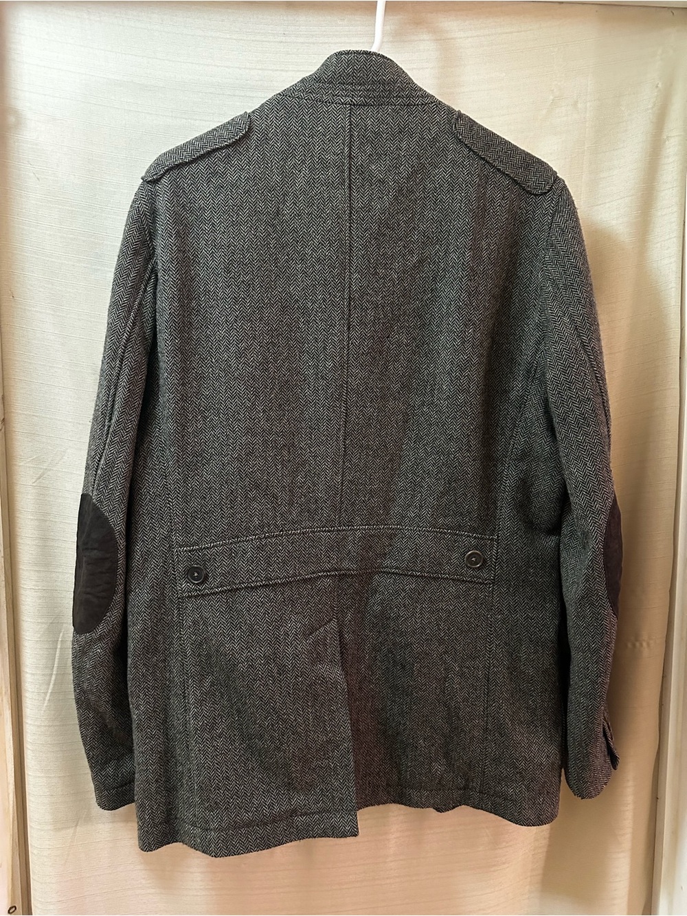 Massimo Dutti Extra Fine Wool Herringbone Military Field Jacket Elbow Patches - Picture 10 of 11